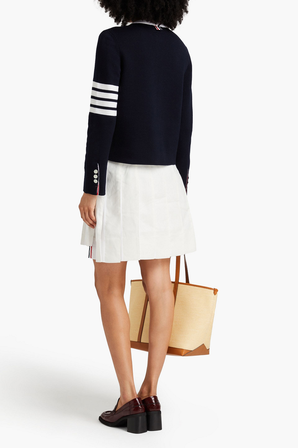 Thom Browne Cardigan Aus Einer Wollmischung Mit Streifen In Nachtblau