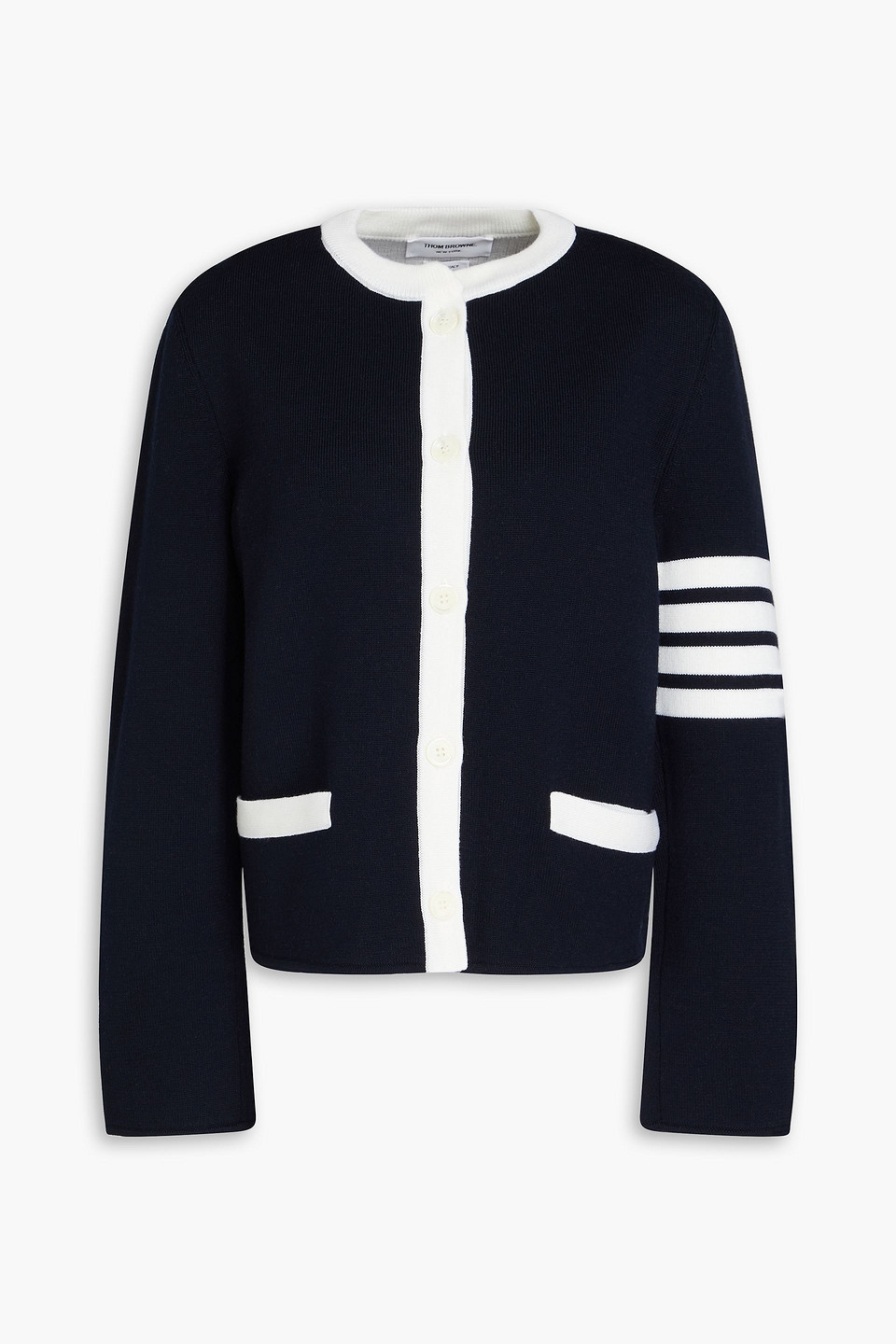 Thom Browne Cardigan Aus Einer Wollmischung Mit Streifen In Nachtblau