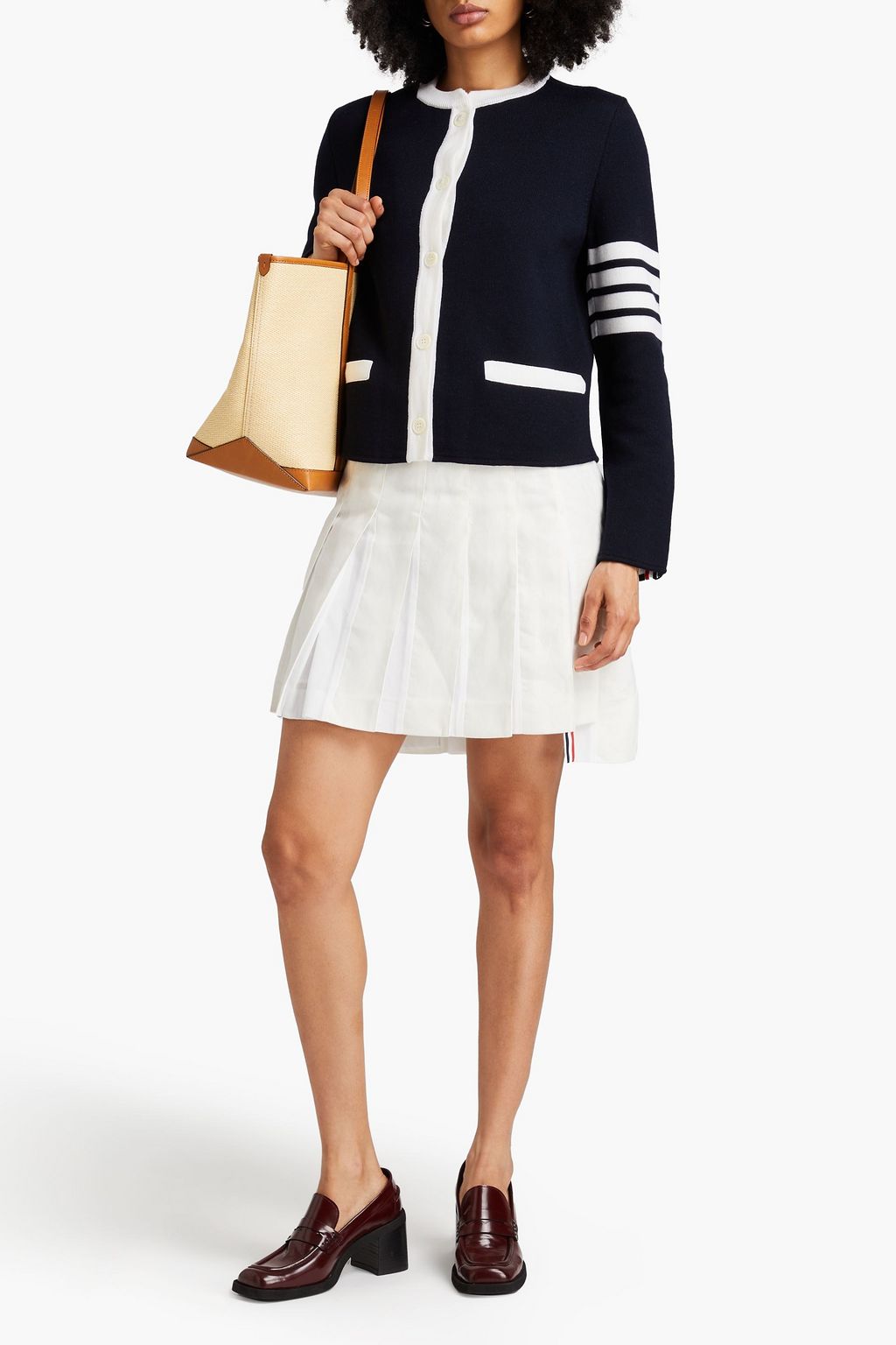 THOM BROWNE كارديغان مخطط من مزيج الصوف