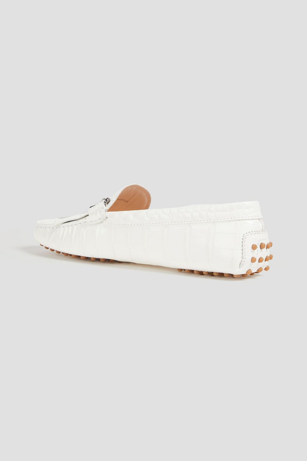 TOD'S حذاء لوفر من الجلد بنقشة جلد التمساح مزين بشرّابات