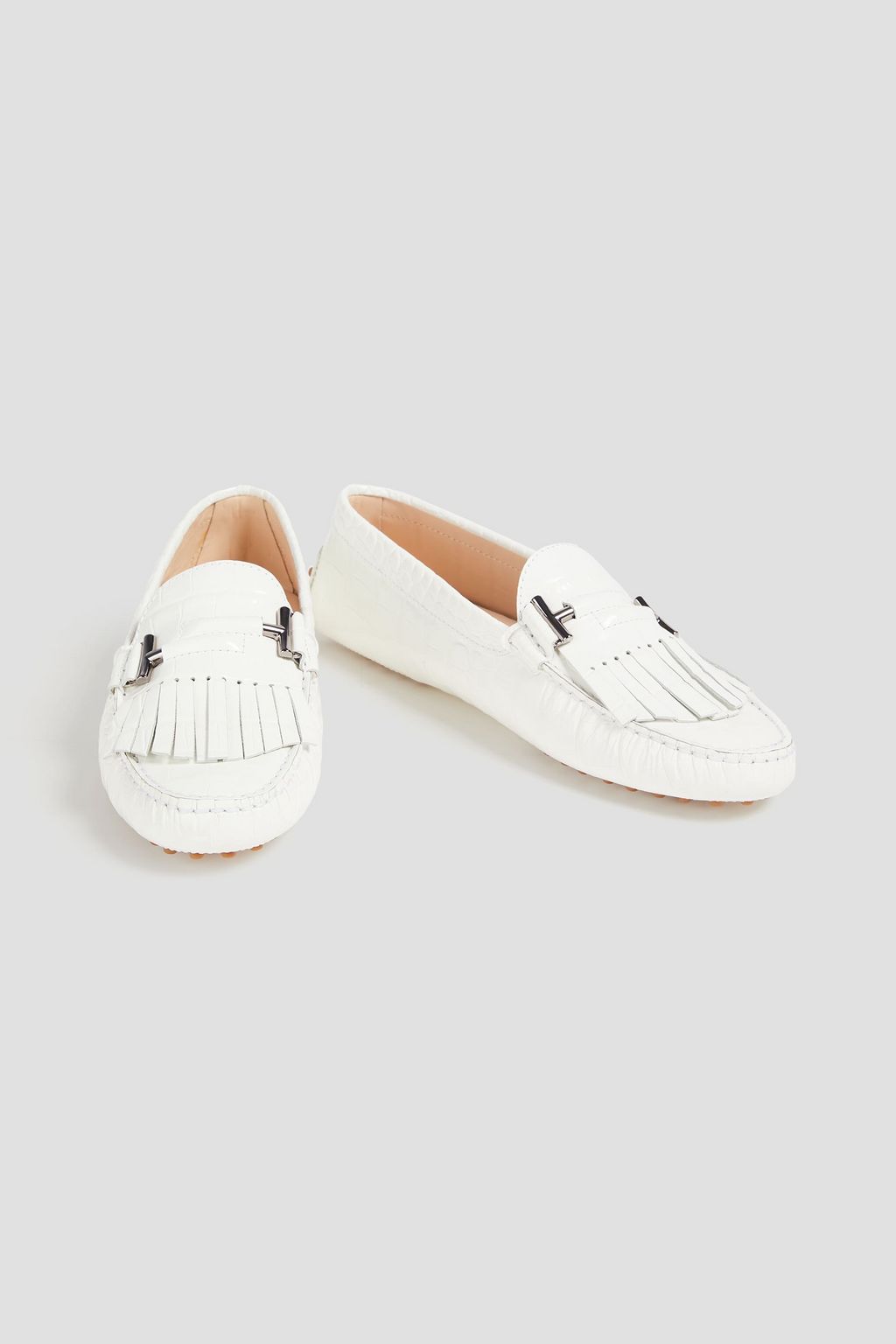 TOD'S حذاء لوفر من الجلد بنقشة جلد التمساح مزين بشرّابات