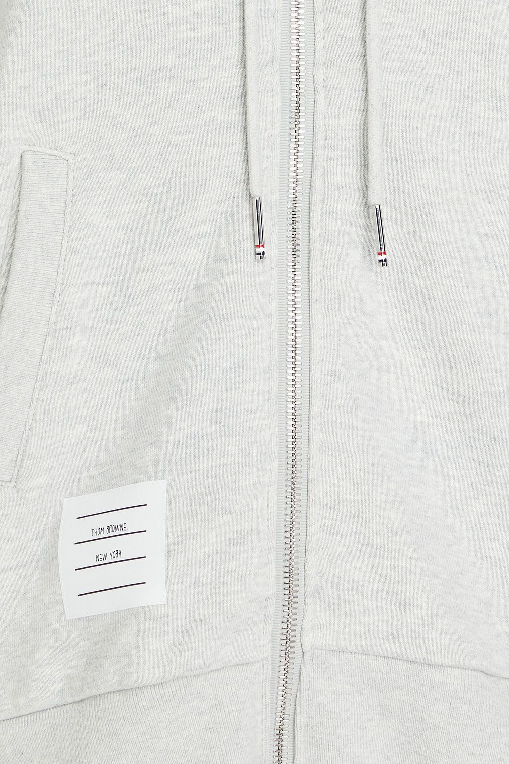 THOM BROWNE Striped French cotton-terry zip-up hoodie