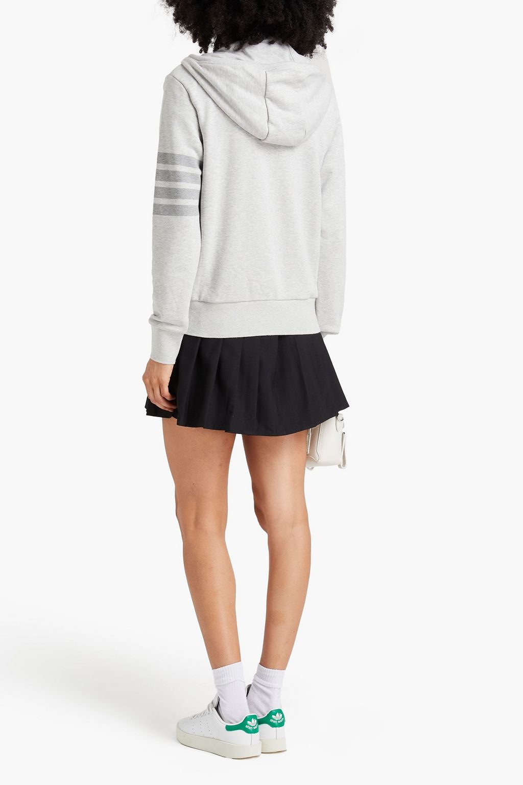 THOM BROWNE Striped French cotton-terry zip-up hoodie