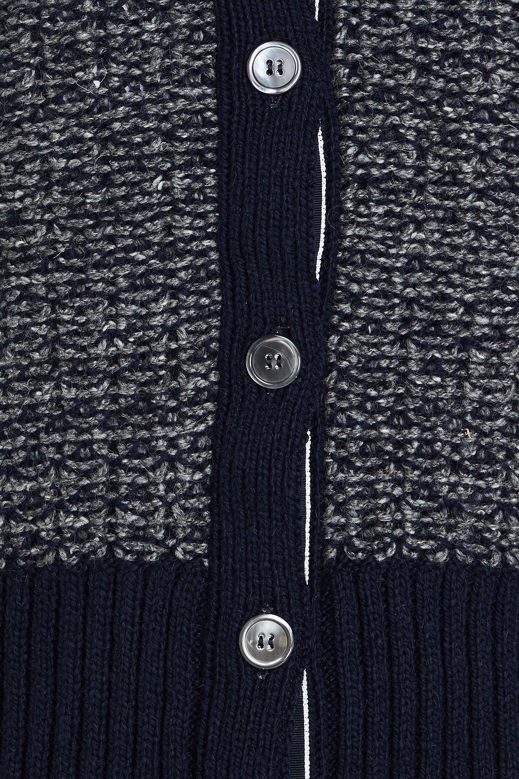 THOM BROWNE Gestreifter Cardigan aus einer Woll-Mohairmischung