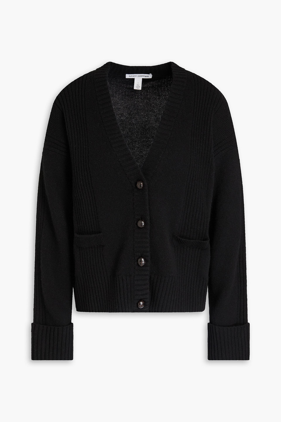 Autumn Cashmere Ribbed Cashmere Cardigan In Black