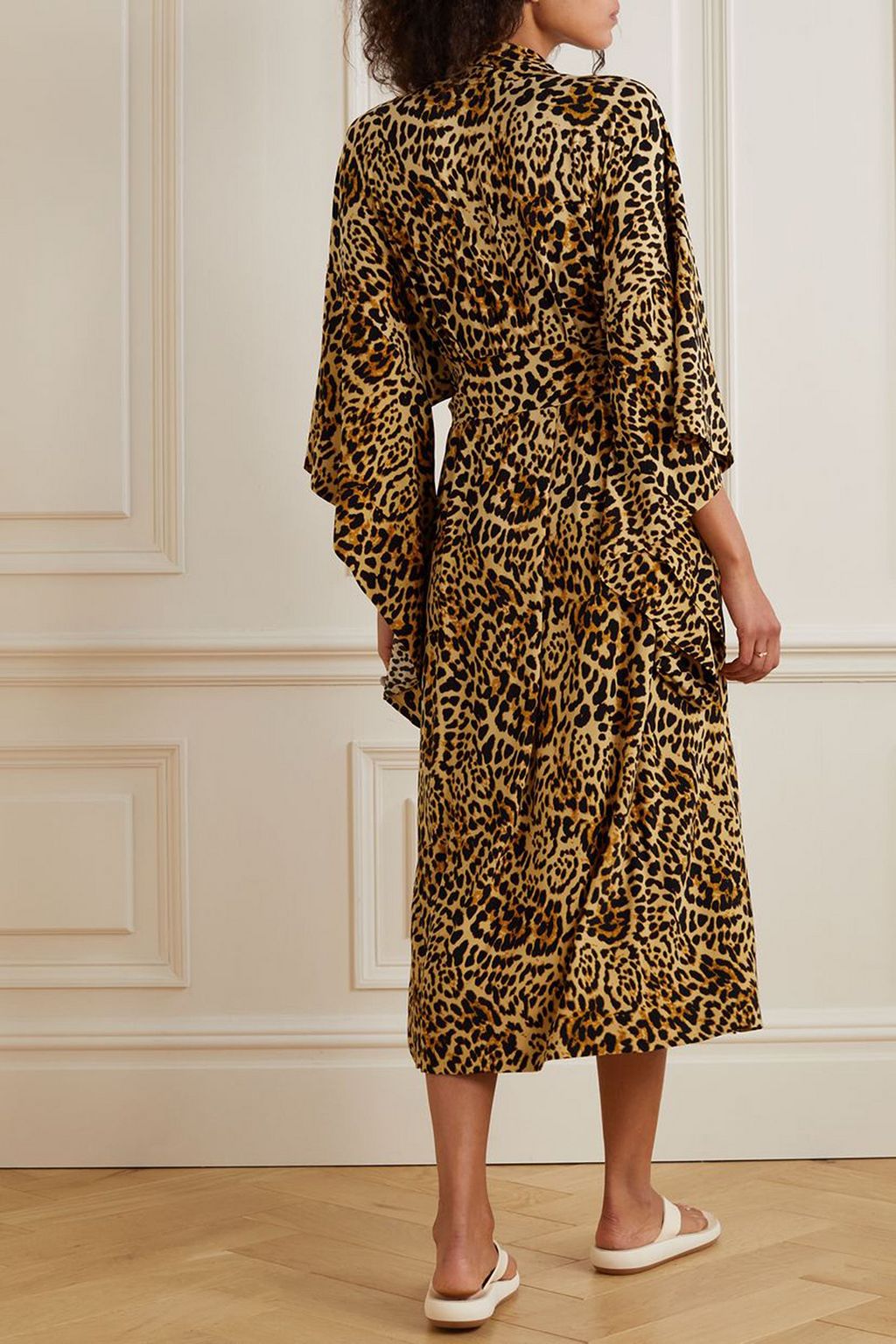 NORMA KAMALI Strandkleid aus Stretch-Jersey mit Leopardenprint