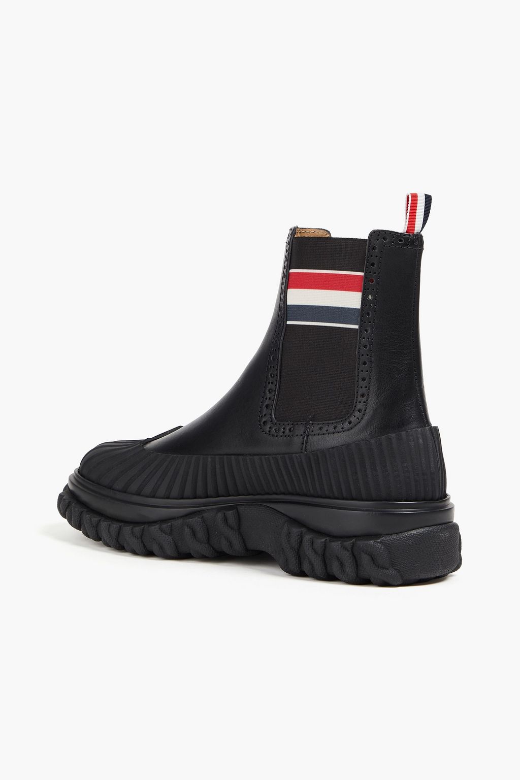 THOM BROWNE بوت تشيلسي من الجلد بحواف من المطاط