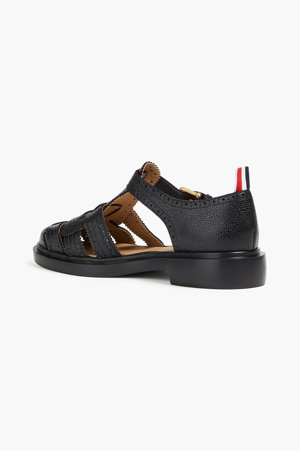 THOM BROWNE Brouged Fisherman pebbled-leather sandals