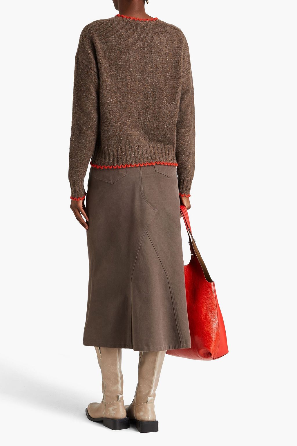AUTUMN CASHMERE Whipstitched Donegal cashmere sweater