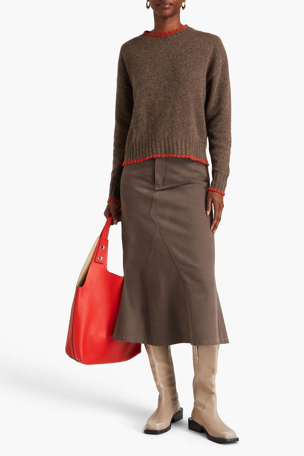 AUTUMN CASHMERE Whipstitched Donegal cashmere sweater