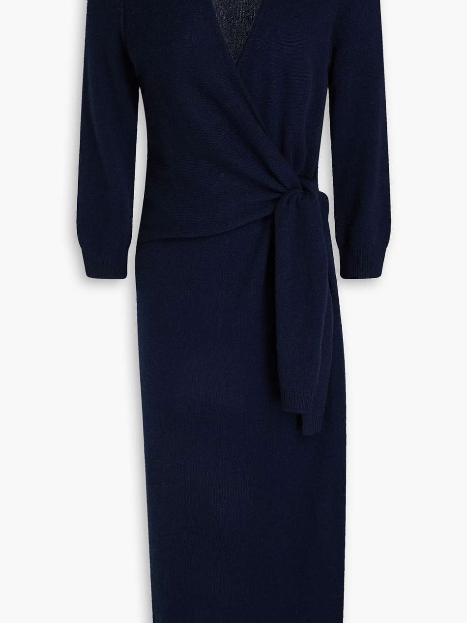 wrap-effect cashmere midi dress