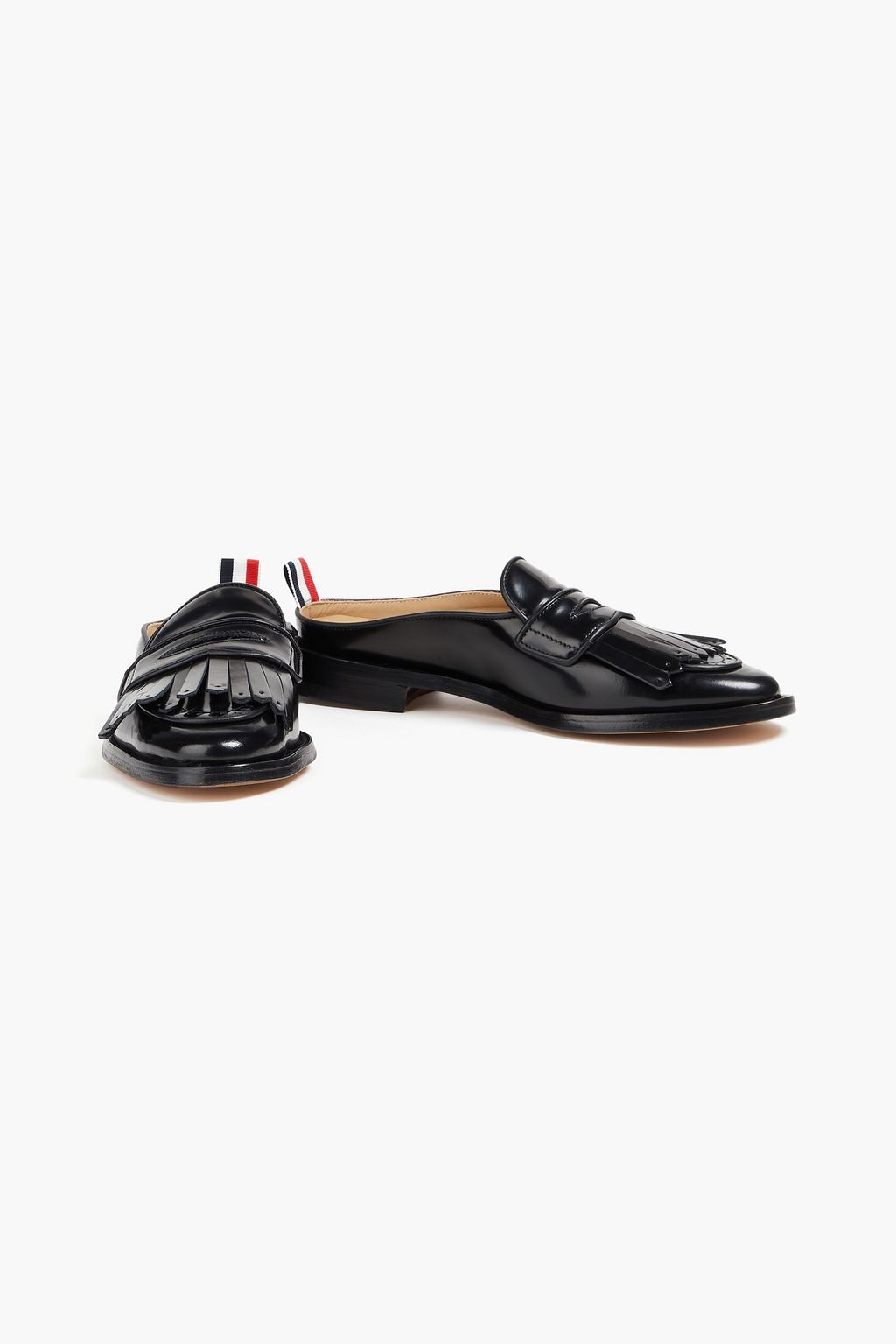 THOM BROWNE حذاء ميول "كيلت فيرستي" من الجلد اللامع مميز بشرّابات