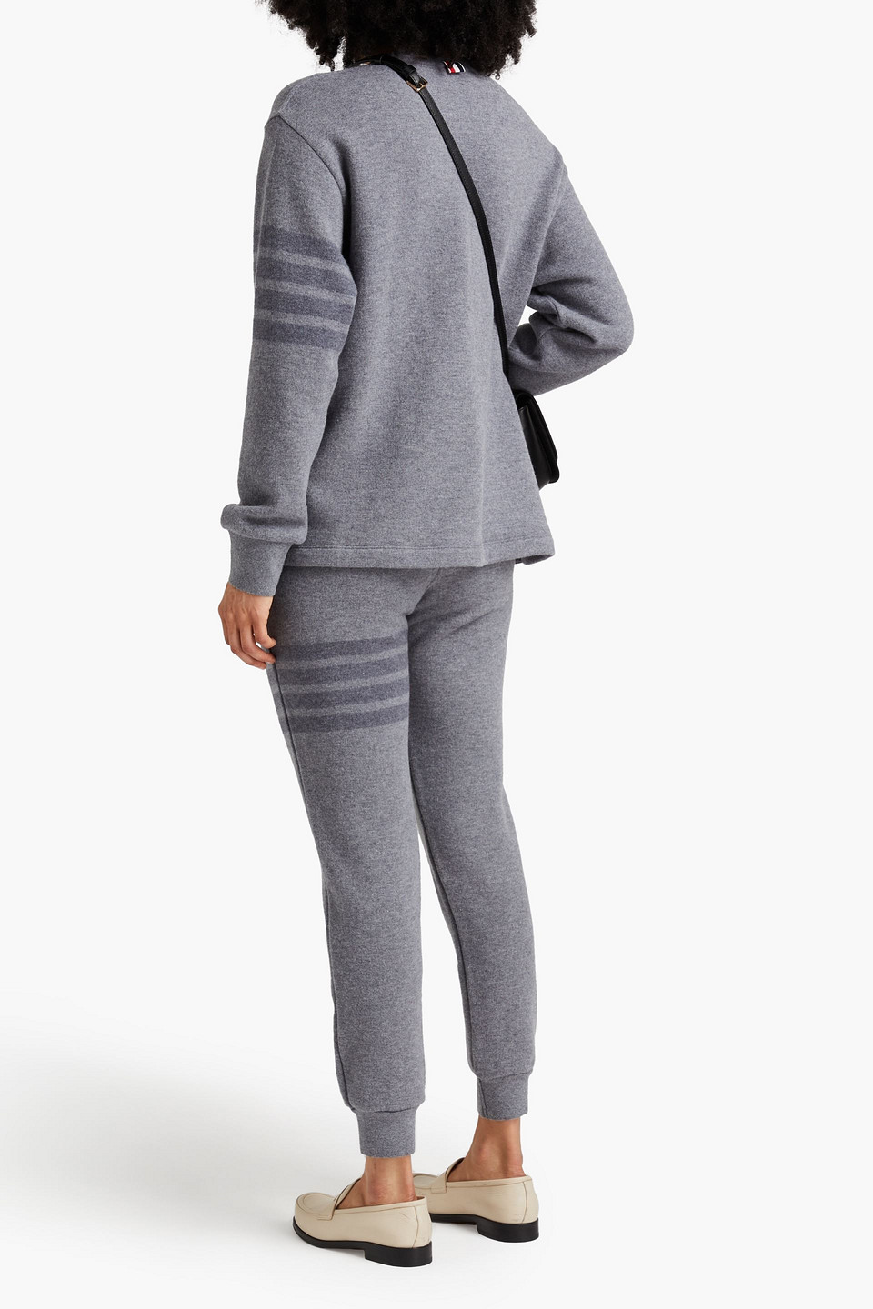 Thom Browne Sweatshirt Aus Wollfrottee Mit Streifen In Grau