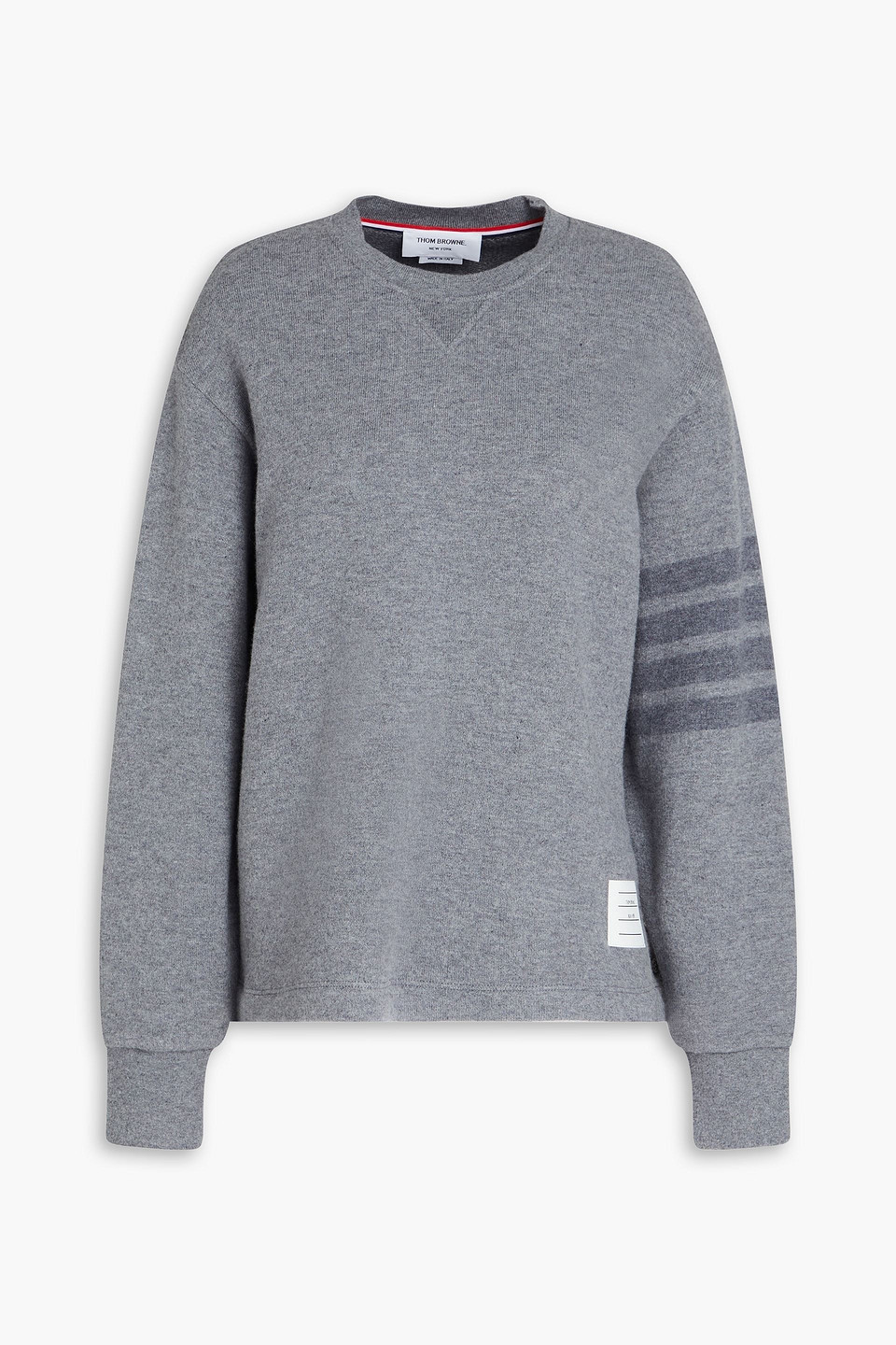 Thom Browne Sweatshirt Aus Wollfrottee Mit Streifen In Grau
