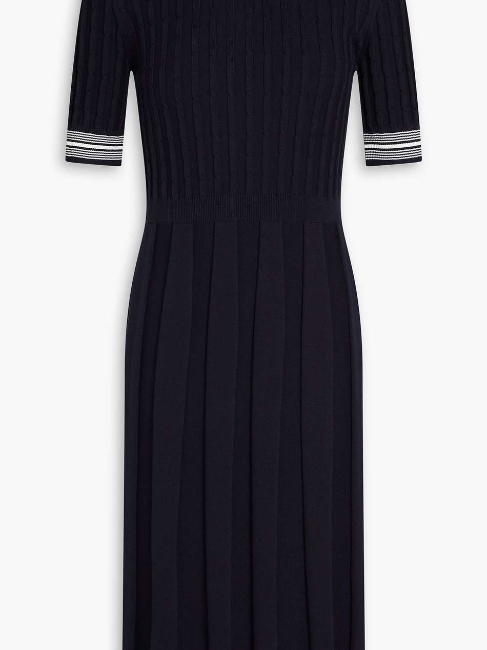 pleated cable-knit cotton dress