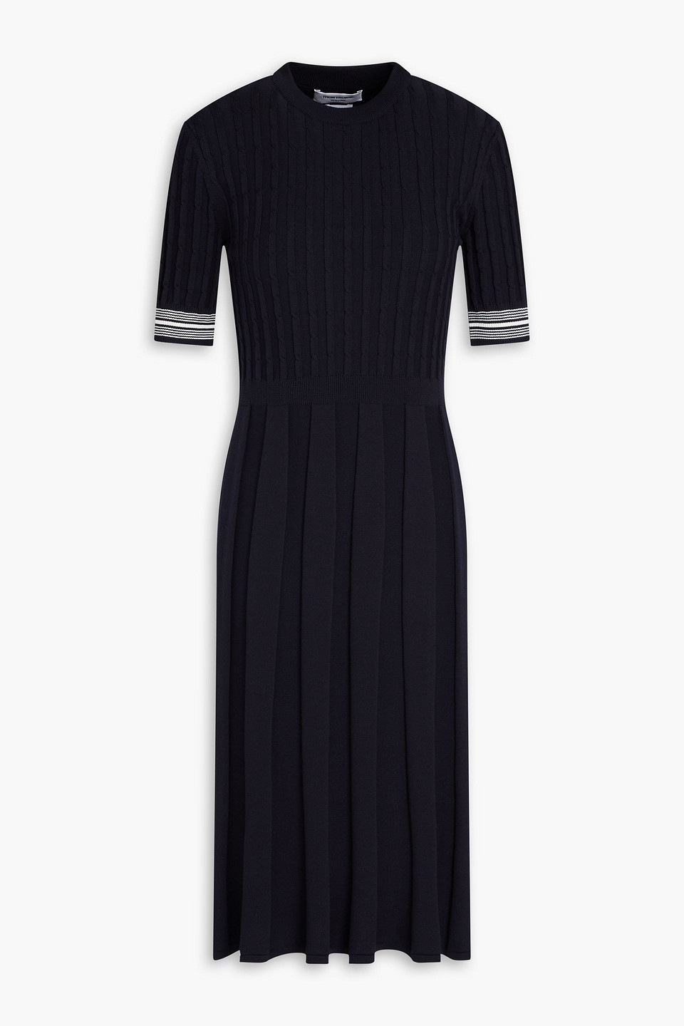 Pleated cable-knit cotton dress
