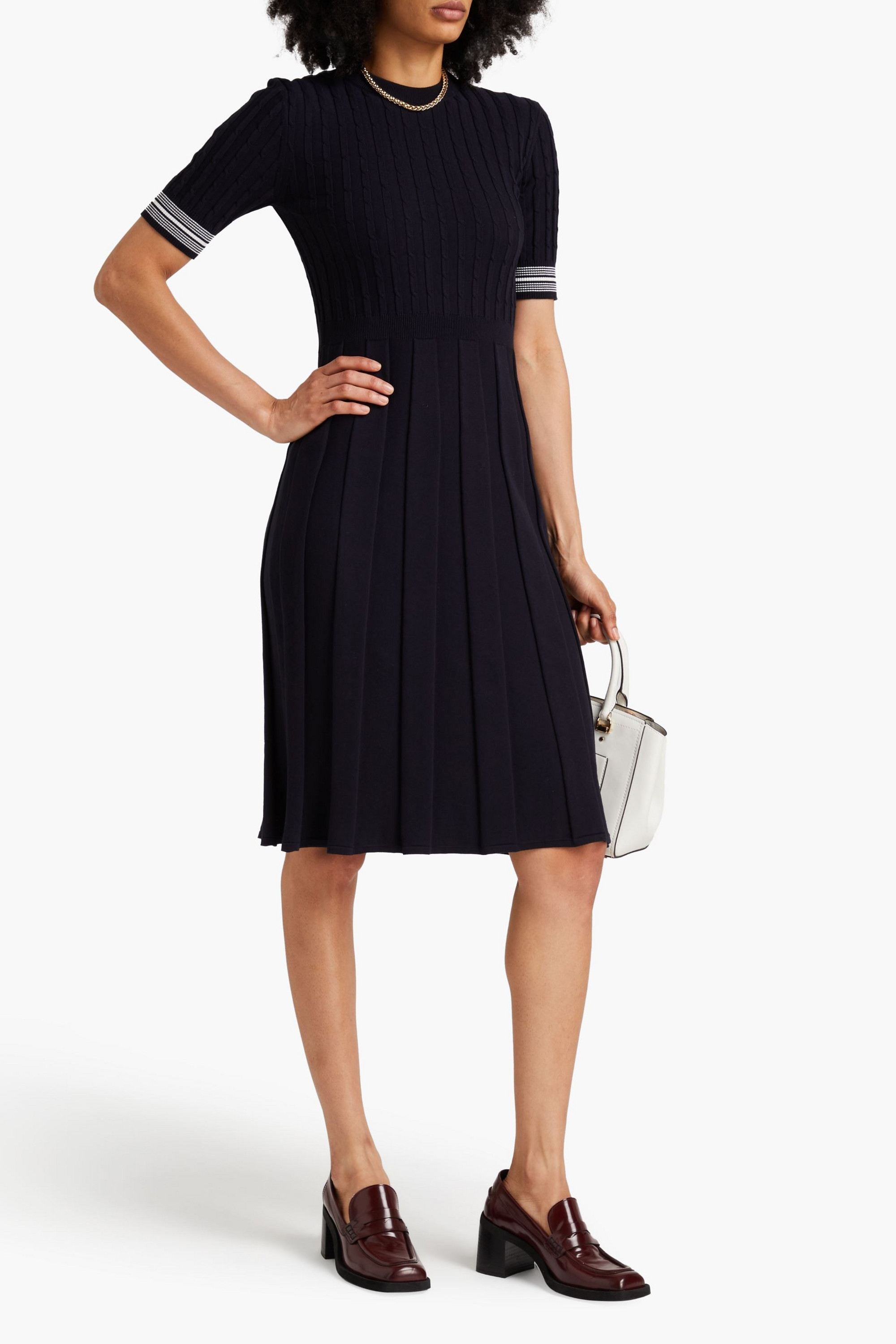 Thom Browne Pleated cable-knit cotton dress