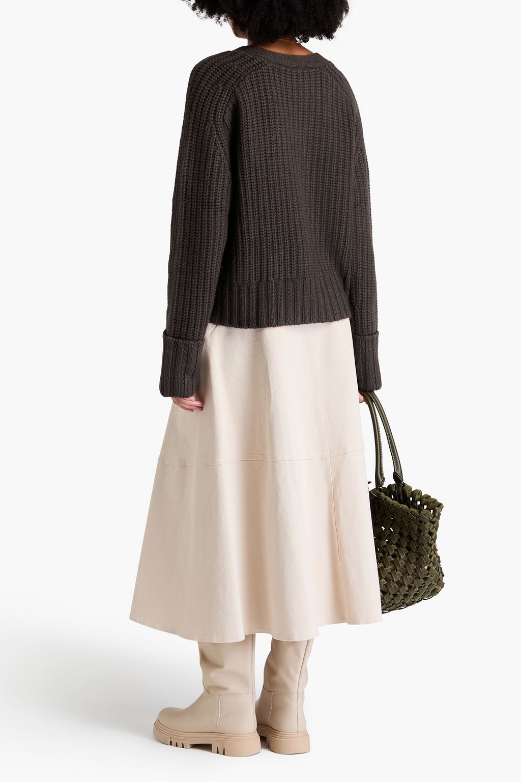 AUTUMN CASHMERE كنزة رياضية بحبكة مضلّعة وتصميم فضفاض
