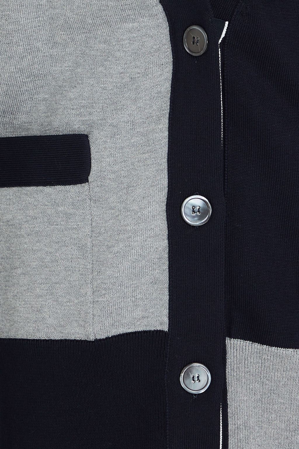 THOM BROWNE كارديغان من القطن مخطط وبلونين