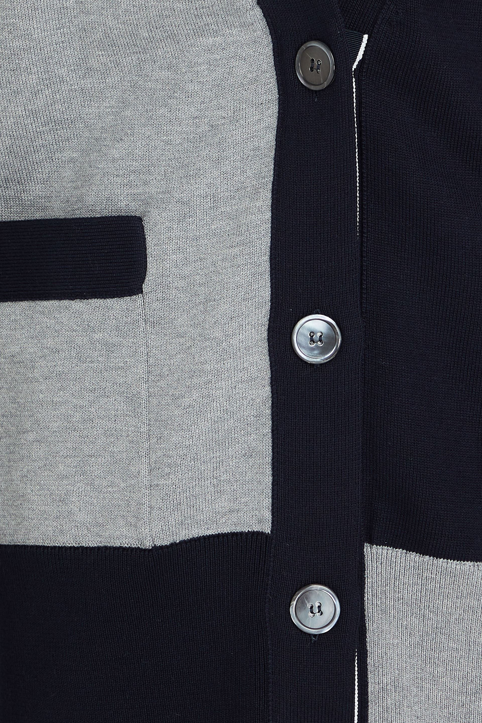 Thom Browne Two-tone Striped Cotton Cardigan In Gray