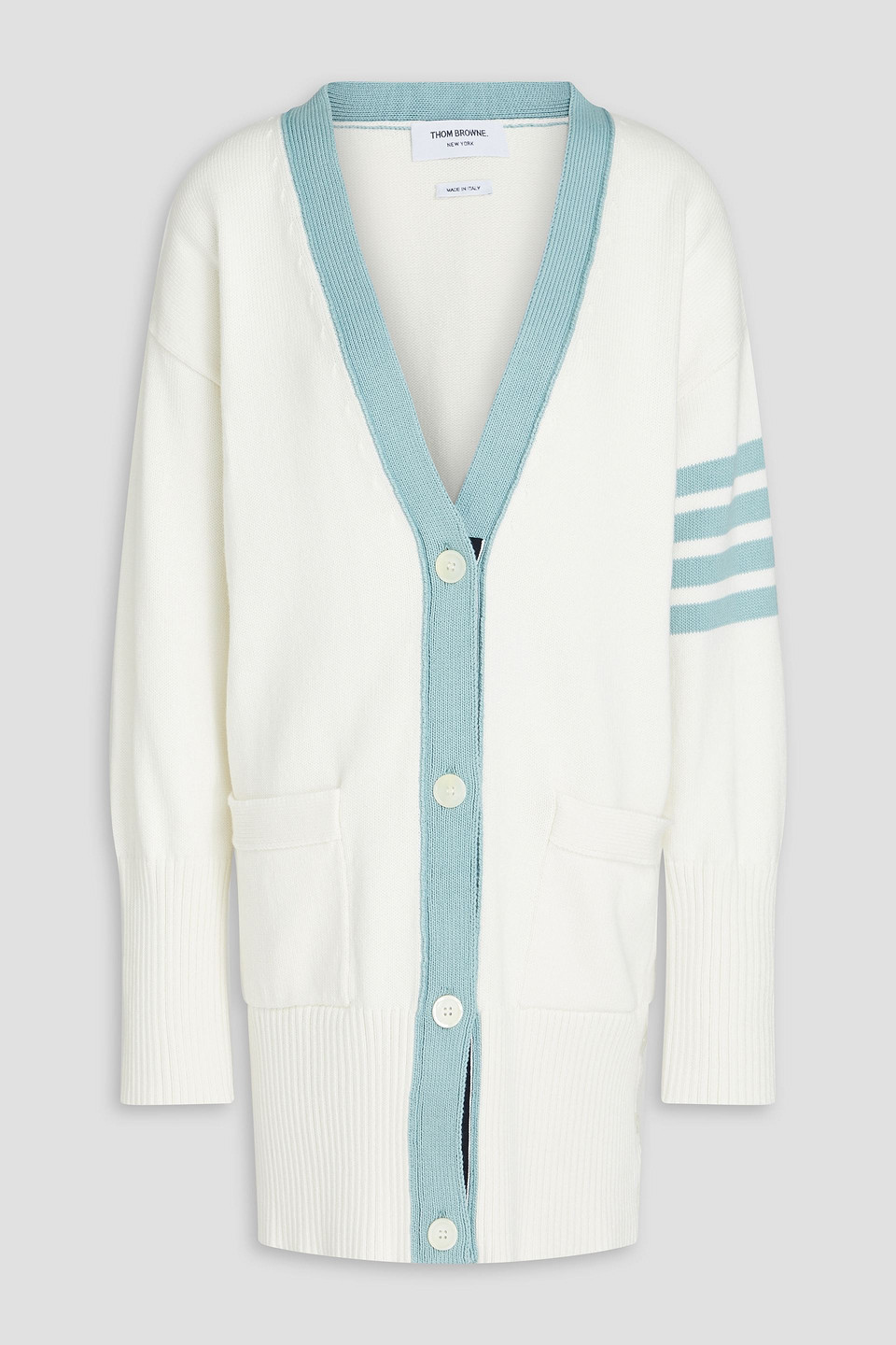 Thom Browne 4-bar Cotton Cardigan In Weiss