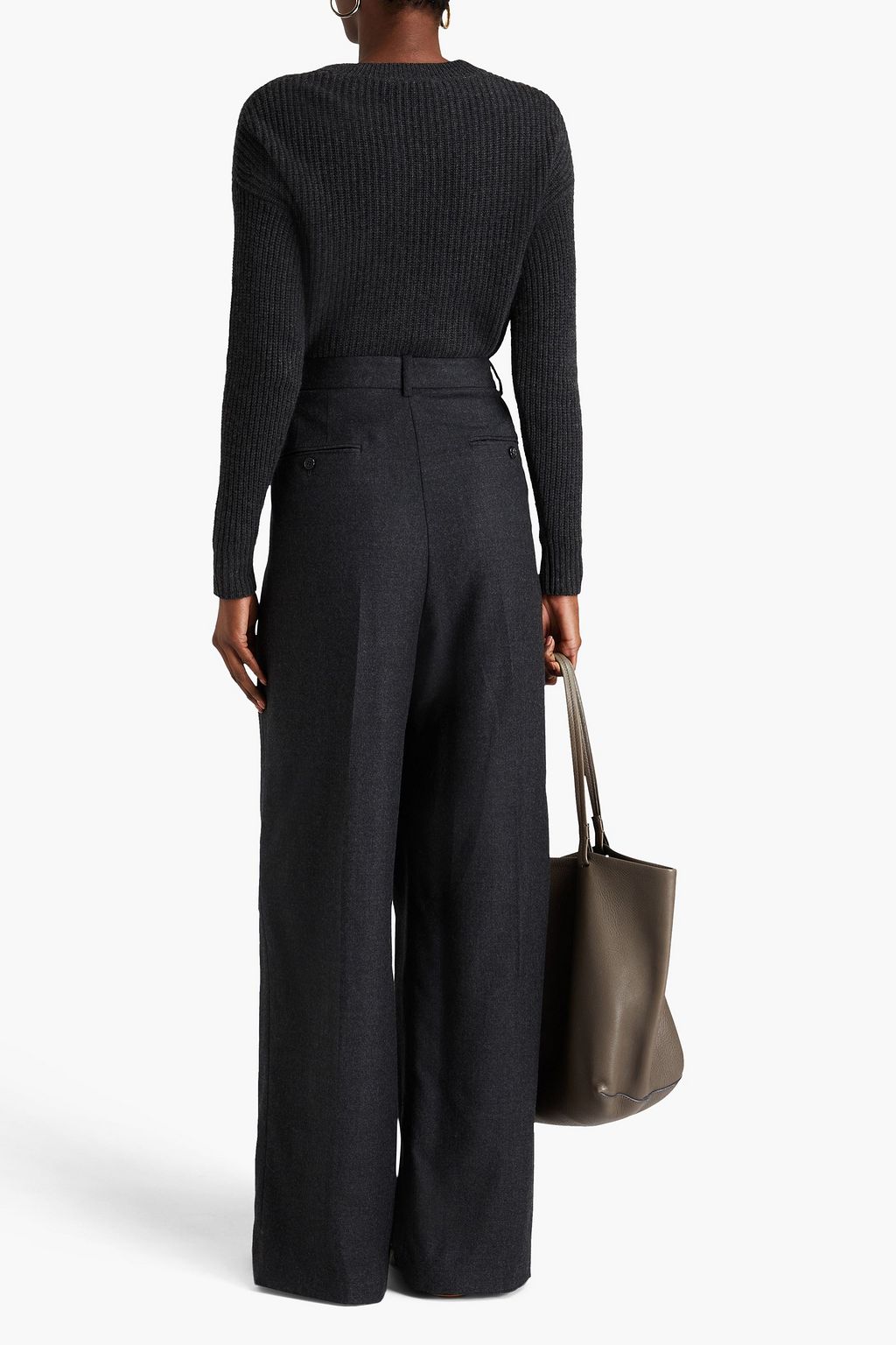 THEORY Pleated wool-flannel wide-leg pants