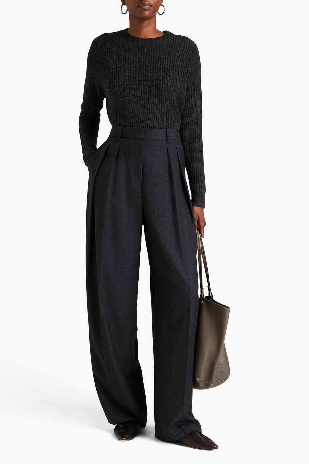 THEORY Pleated wool-flannel wide-leg pants
