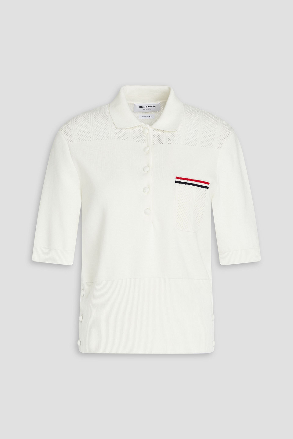 Milano pointelle-knit cotton polo shirt