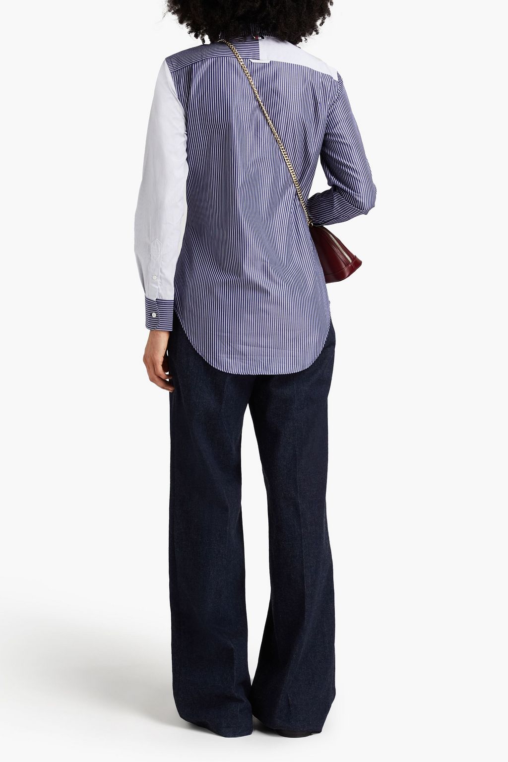 THOM BROWNE Striped cotton-poplin shirt