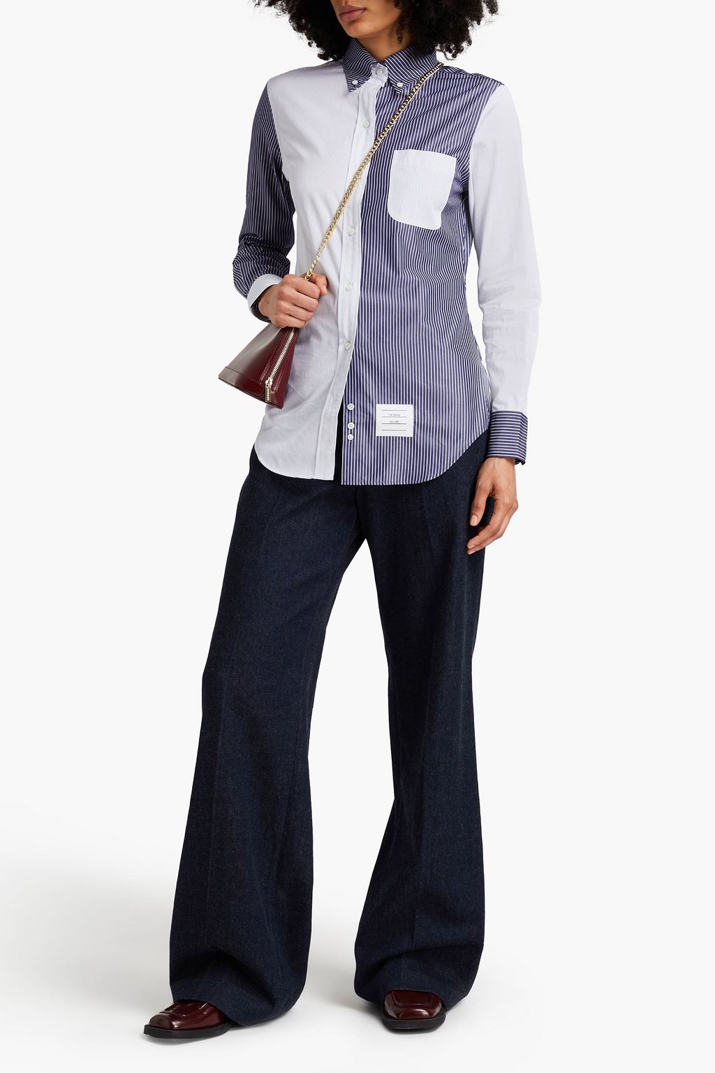 THOM BROWNE Striped cotton-poplin shirt
