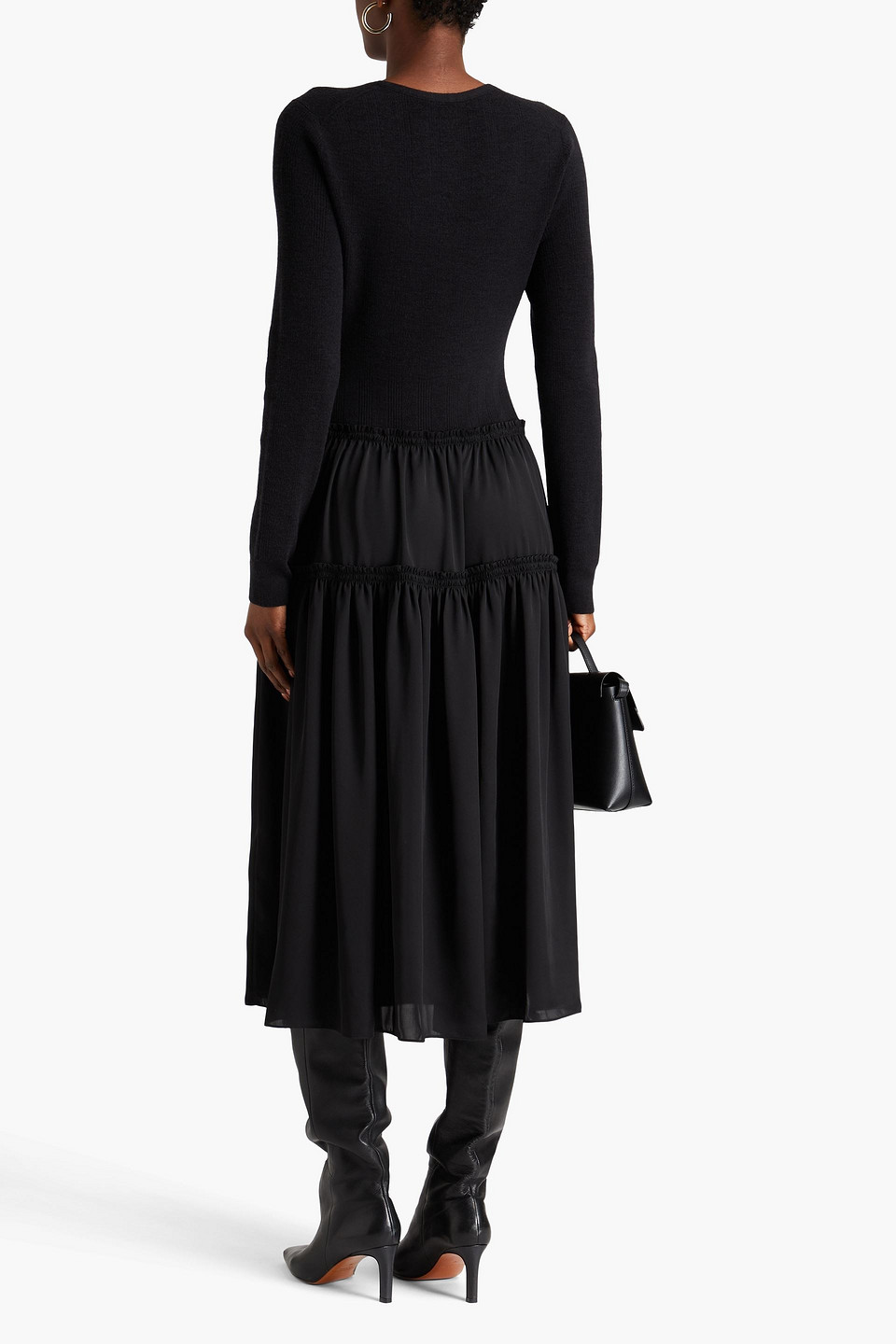 Theory Midikleid Aus Satin Mit Rippstrickeinsatz In Schwarz