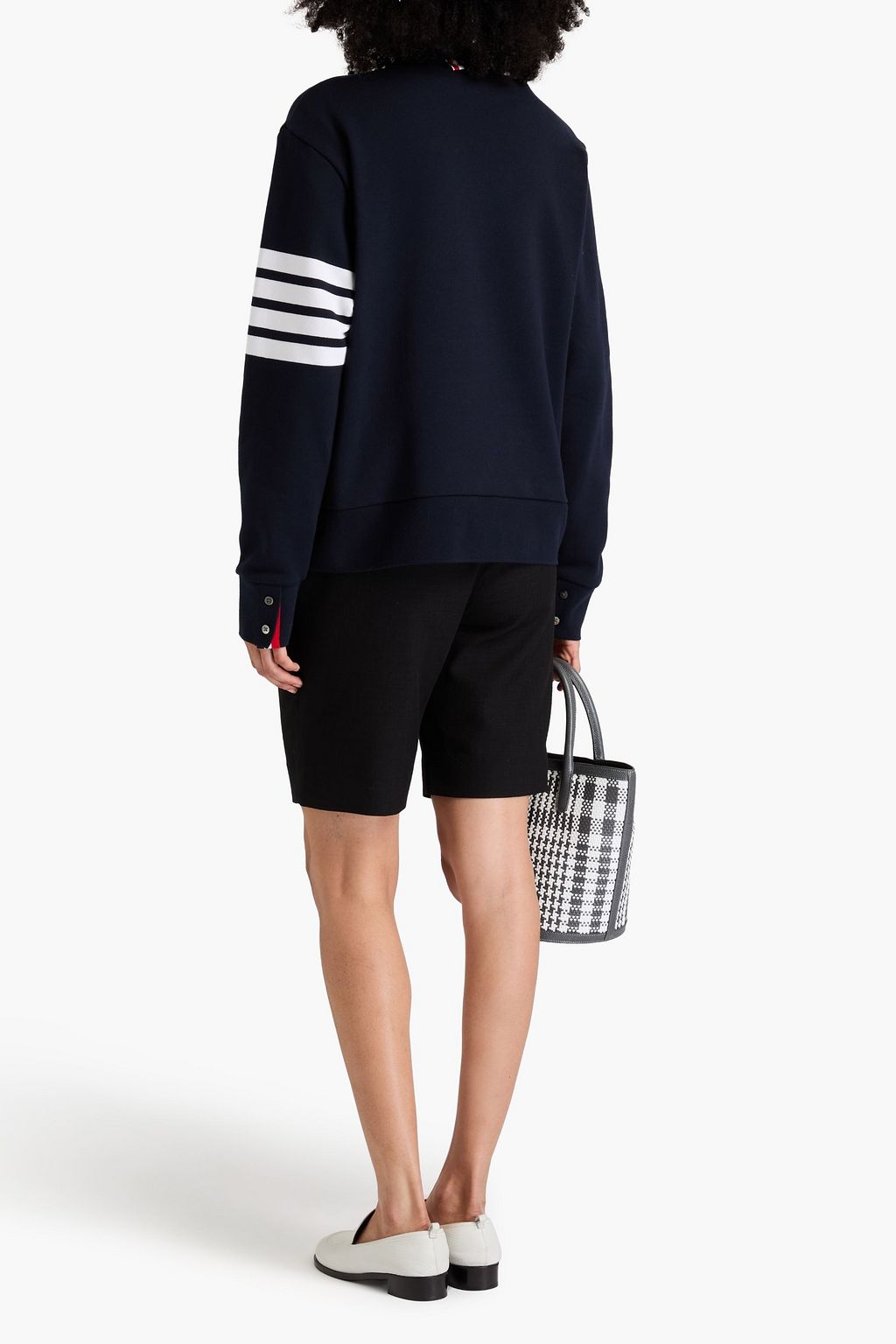 THOM BROWNE 스트라이프 프렌치 코튼 테리 카디건