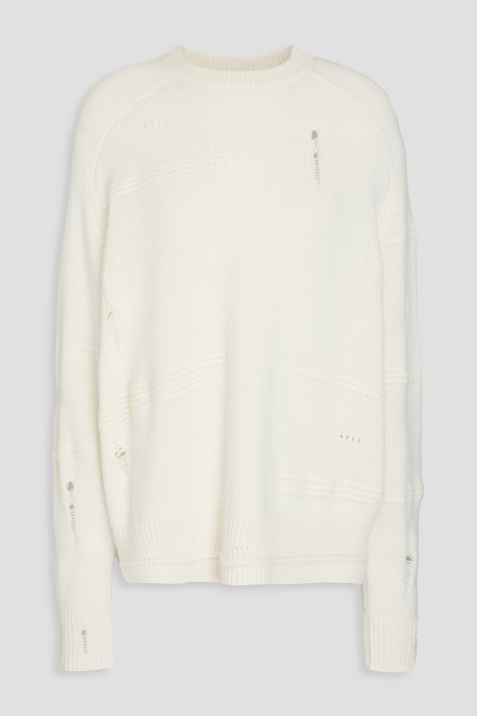 Autumn Cashmere Distressed Cashmere Sweater In Ivory