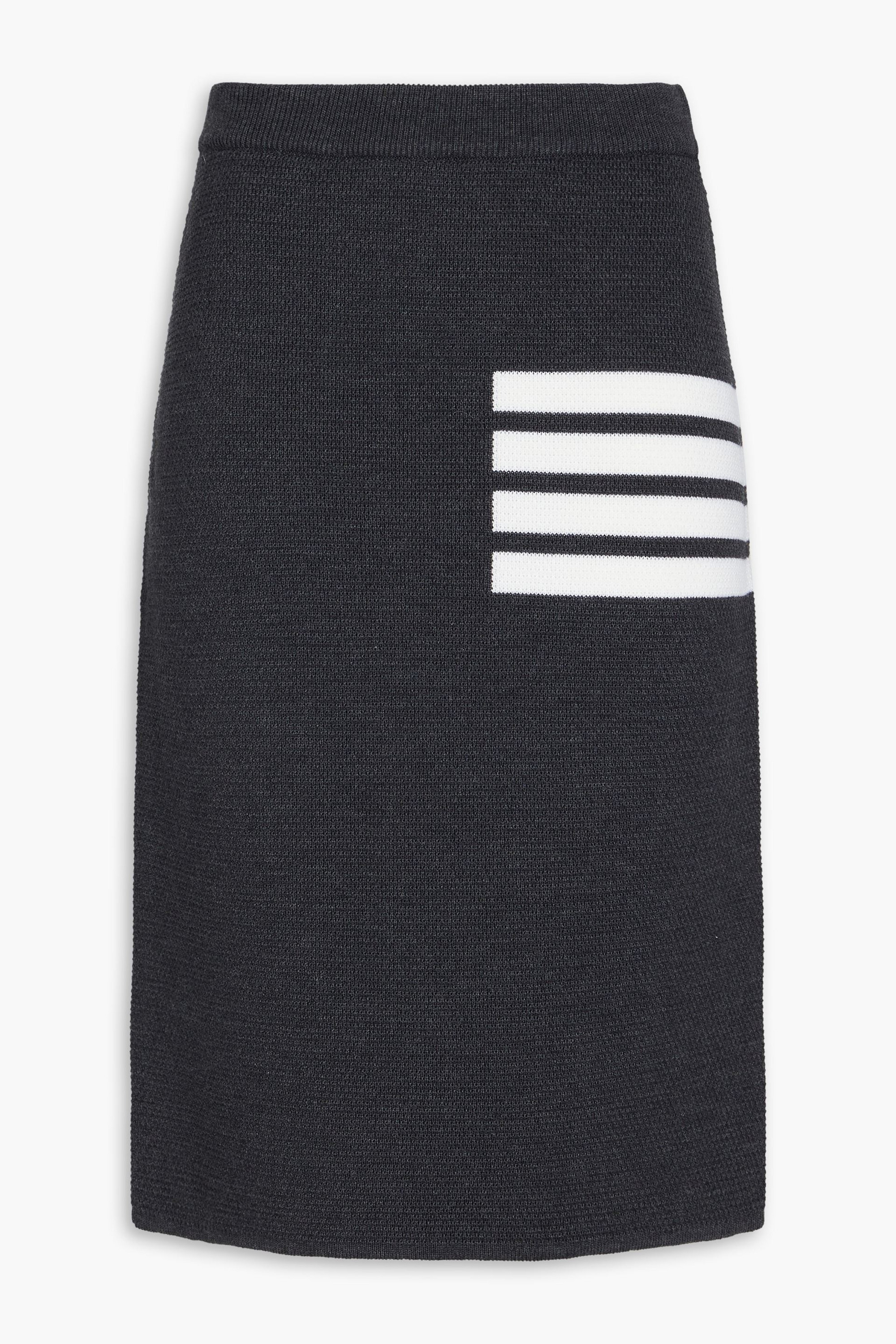 Thom Browne Striped waffle-knit pencil skirt thumbnail