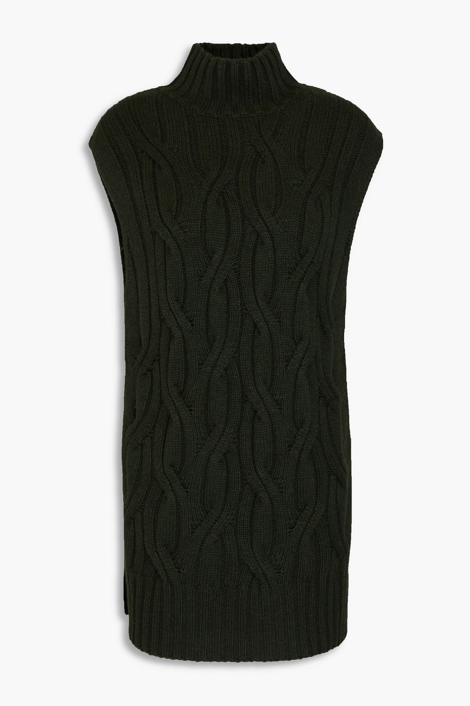 Autumn Cashmere Cable-knit Turtleneck Waistcoat In Forest Green