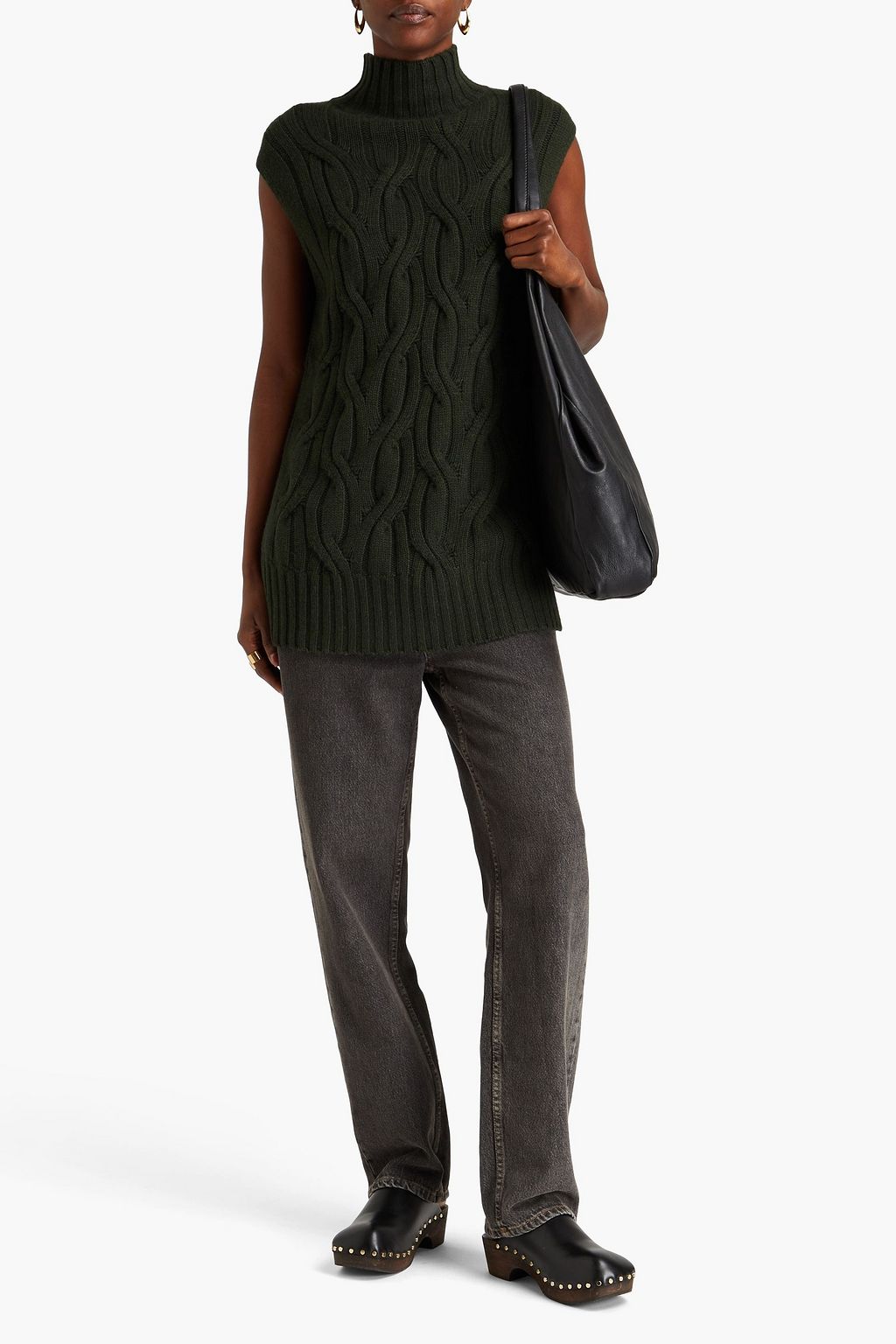 AUTUMN CASHMERE فيست بياقة عالية بحبكة مجدولة