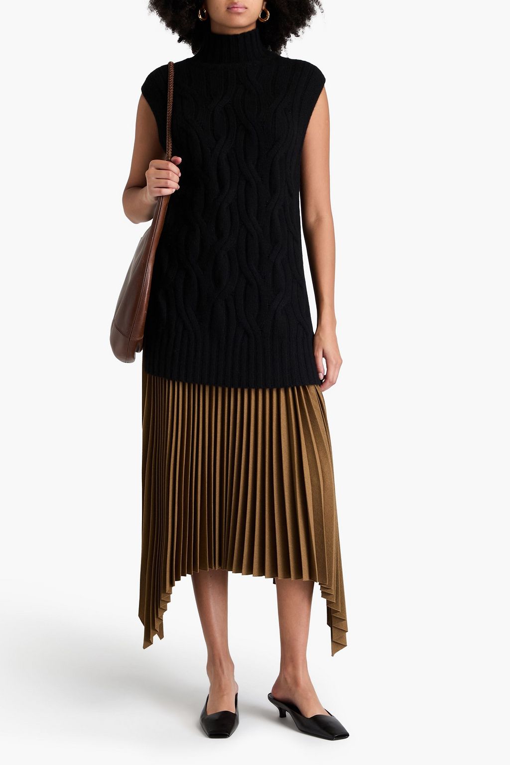 AUTUMN CASHMERE فيست بياقة عالية بحبكة مجدولة