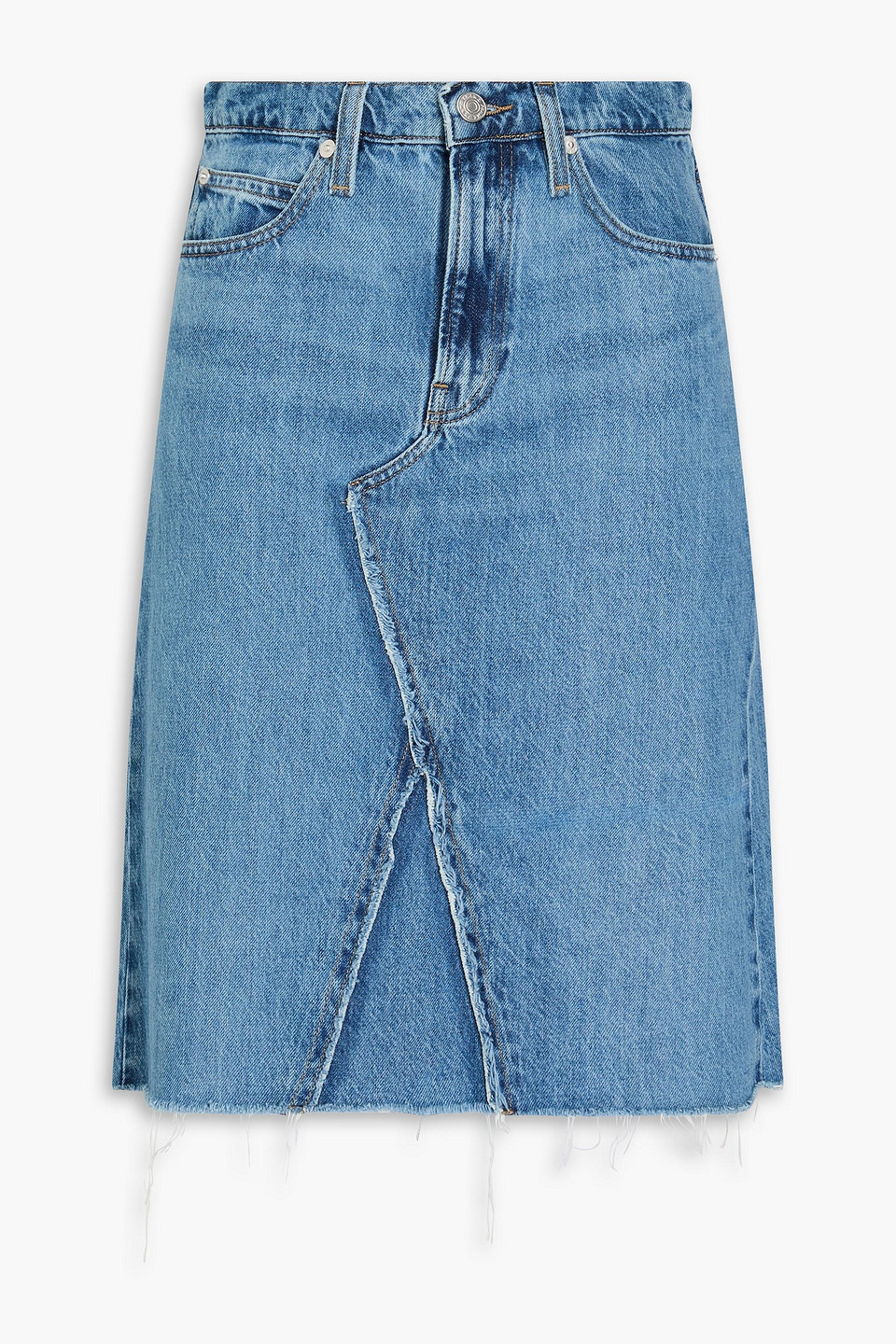 Frayed denim skirt