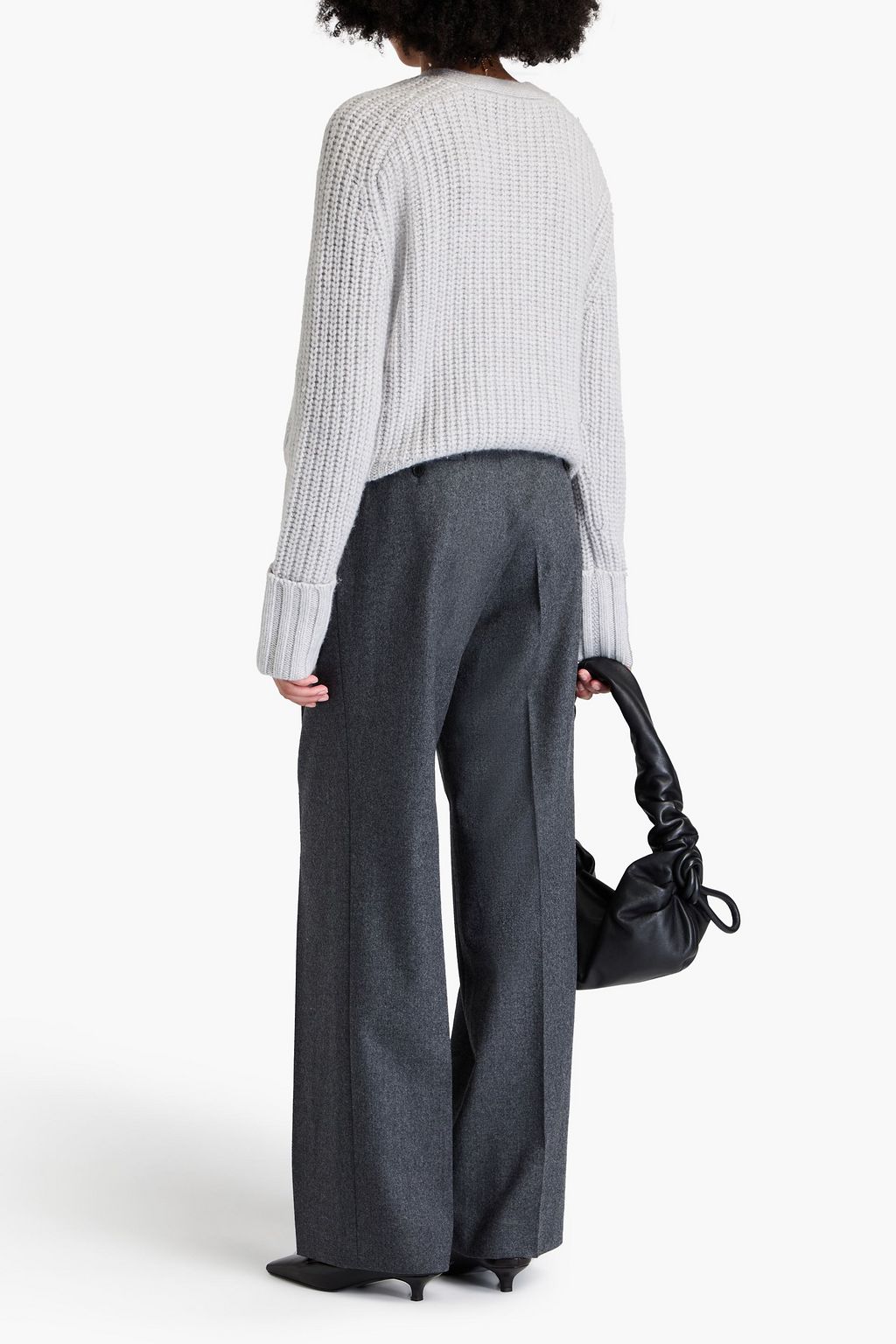 AUTUMN CASHMERE كنزة رياضية بحبكة مضلّعة وتصميم فضفاض