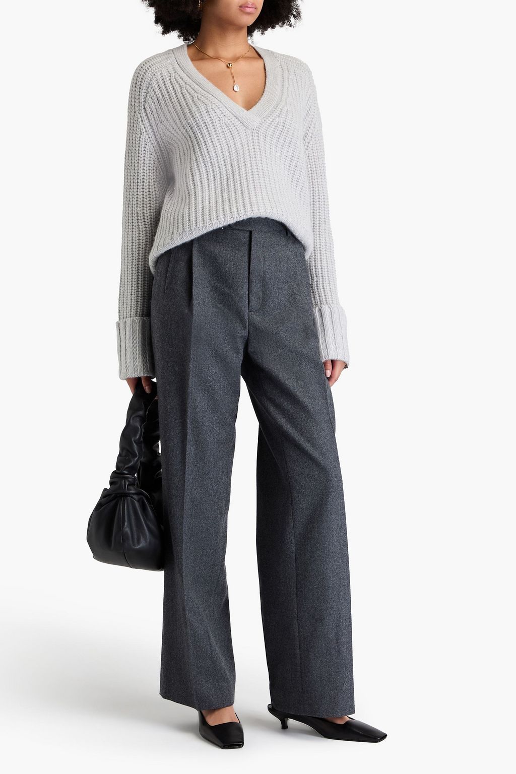 AUTUMN CASHMERE كنزة رياضية بحبكة مضلّعة وتصميم فضفاض