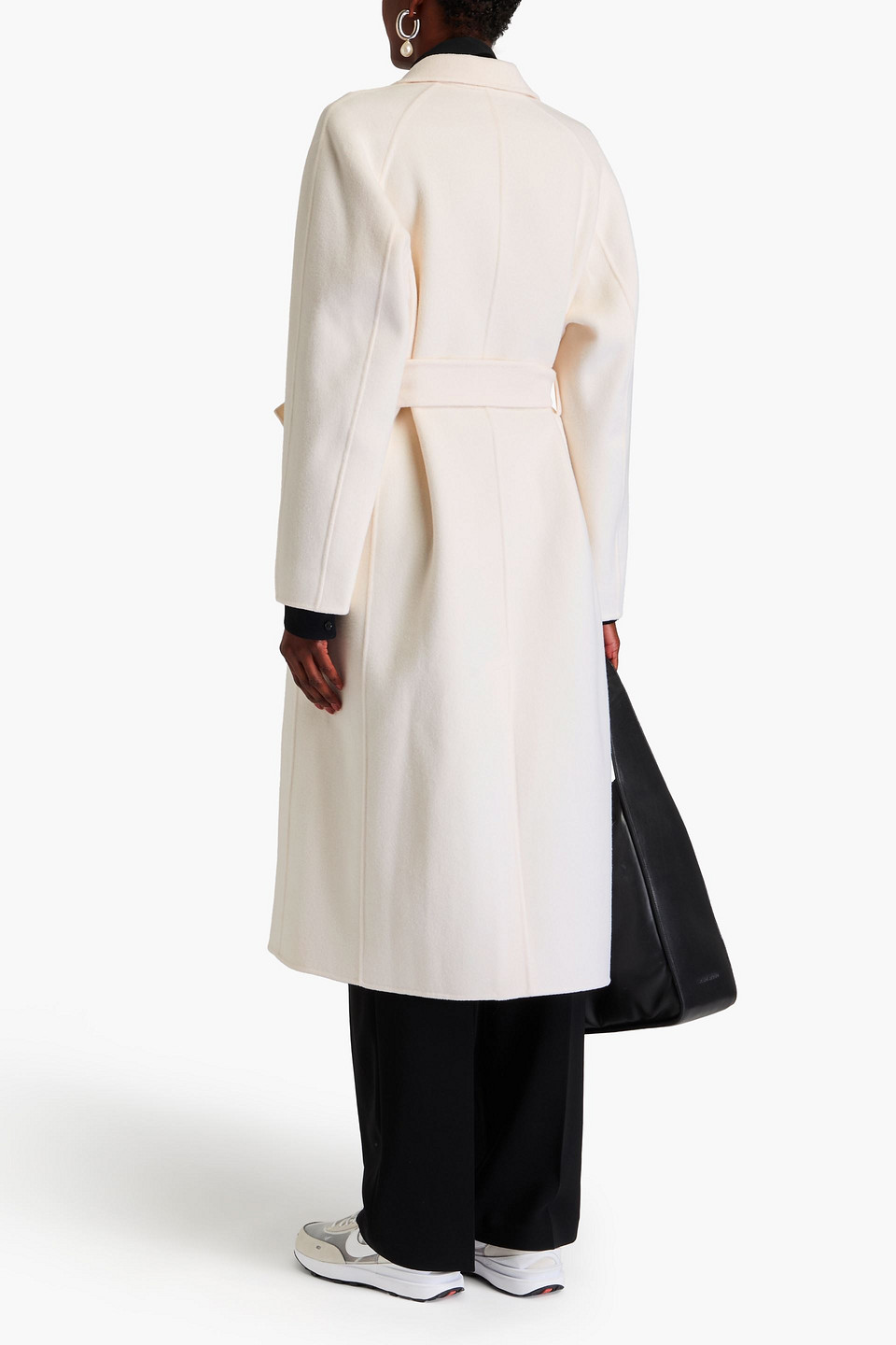Theory Belted Wool And Cashmere-blend Coat In Ivory