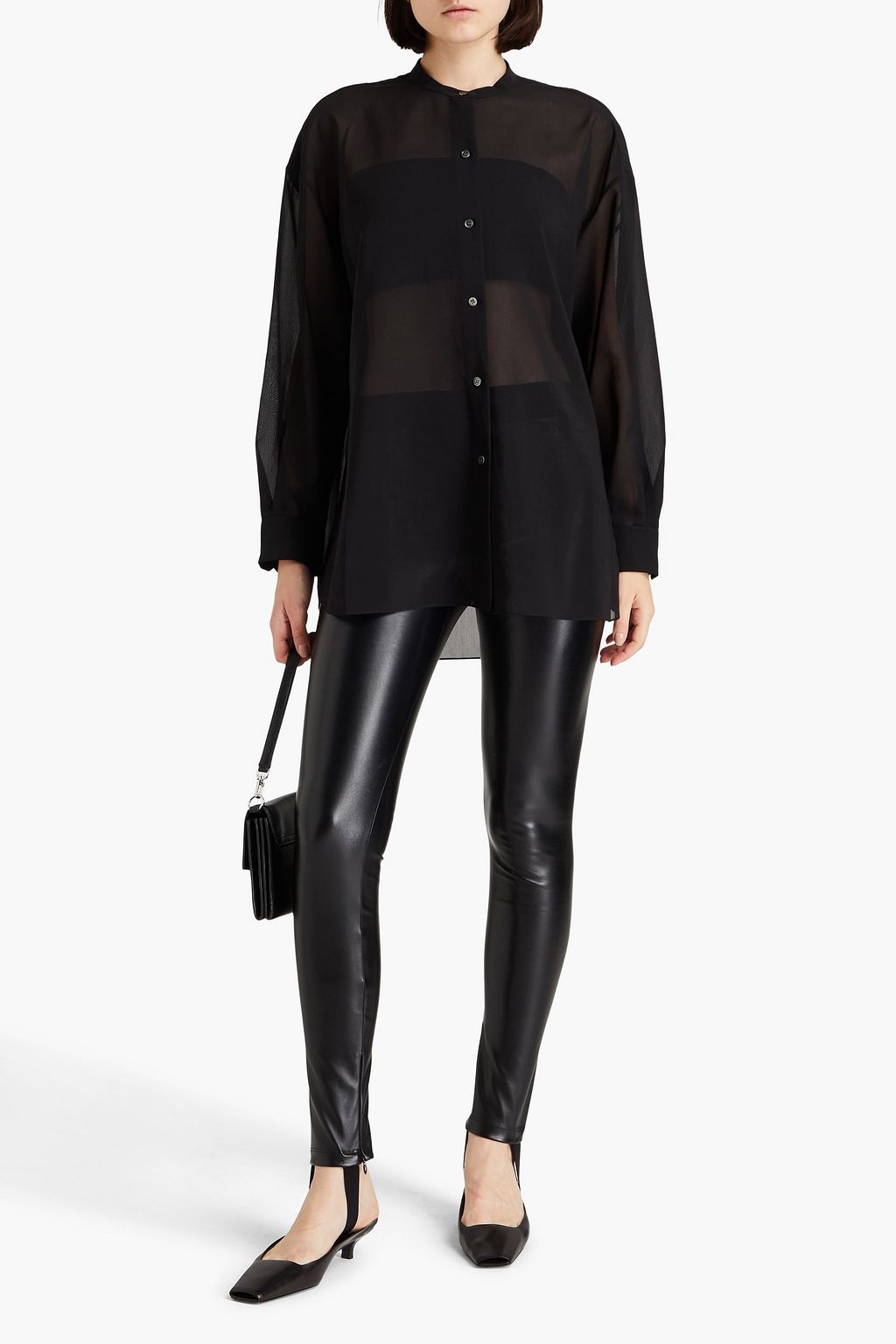 THEORY Oversized cotton-blend chiffon shirt
