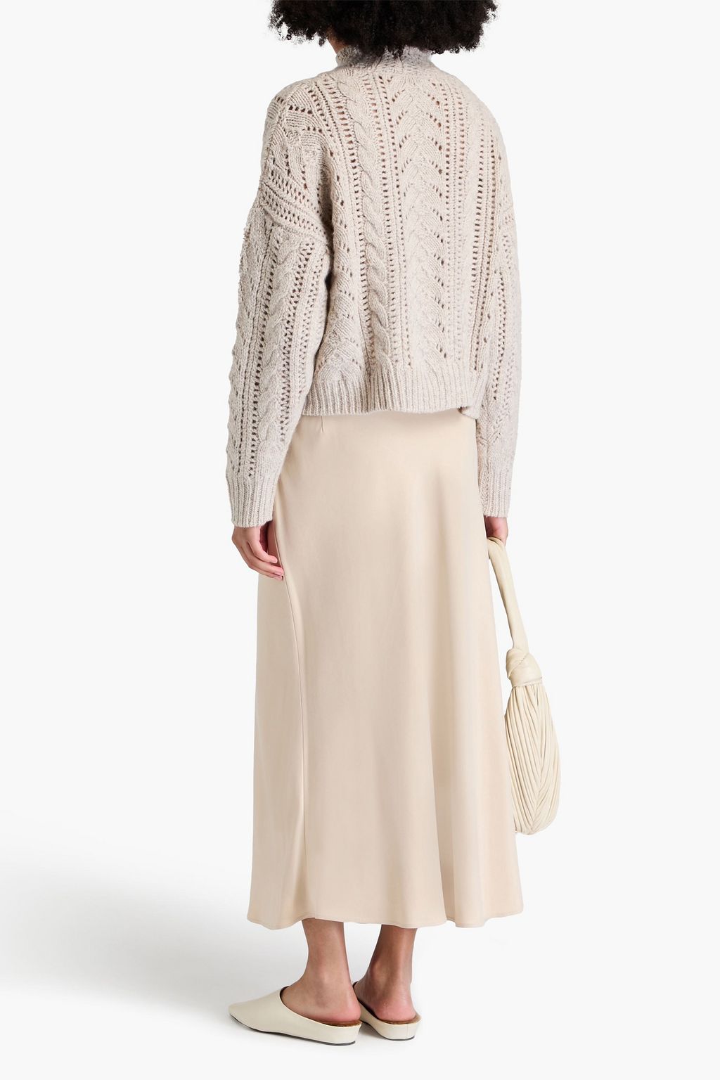 AUTUMN CASHMERE كنزة رياضية بياقة عالية من الكشمير بحبكة بوانتيل