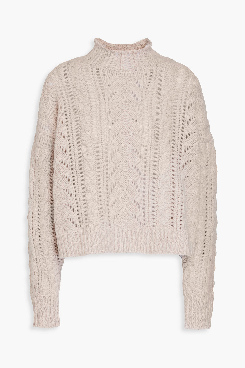 Pointelle-knit cashmere turtleneck sweater