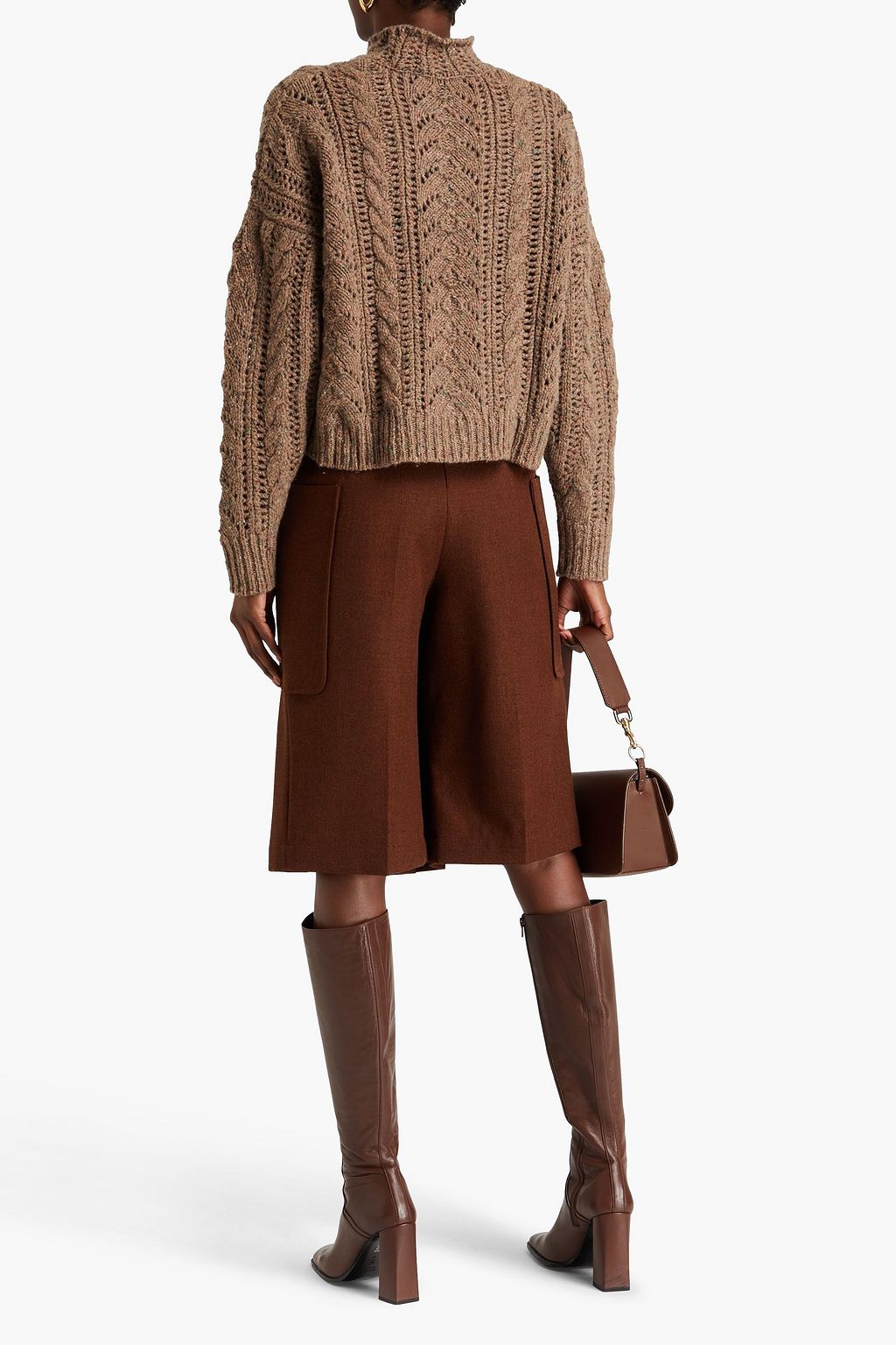AUTUMN CASHMERE كنزة رياضية بياقة عالية من الكشمير بحبكة بوانتيل