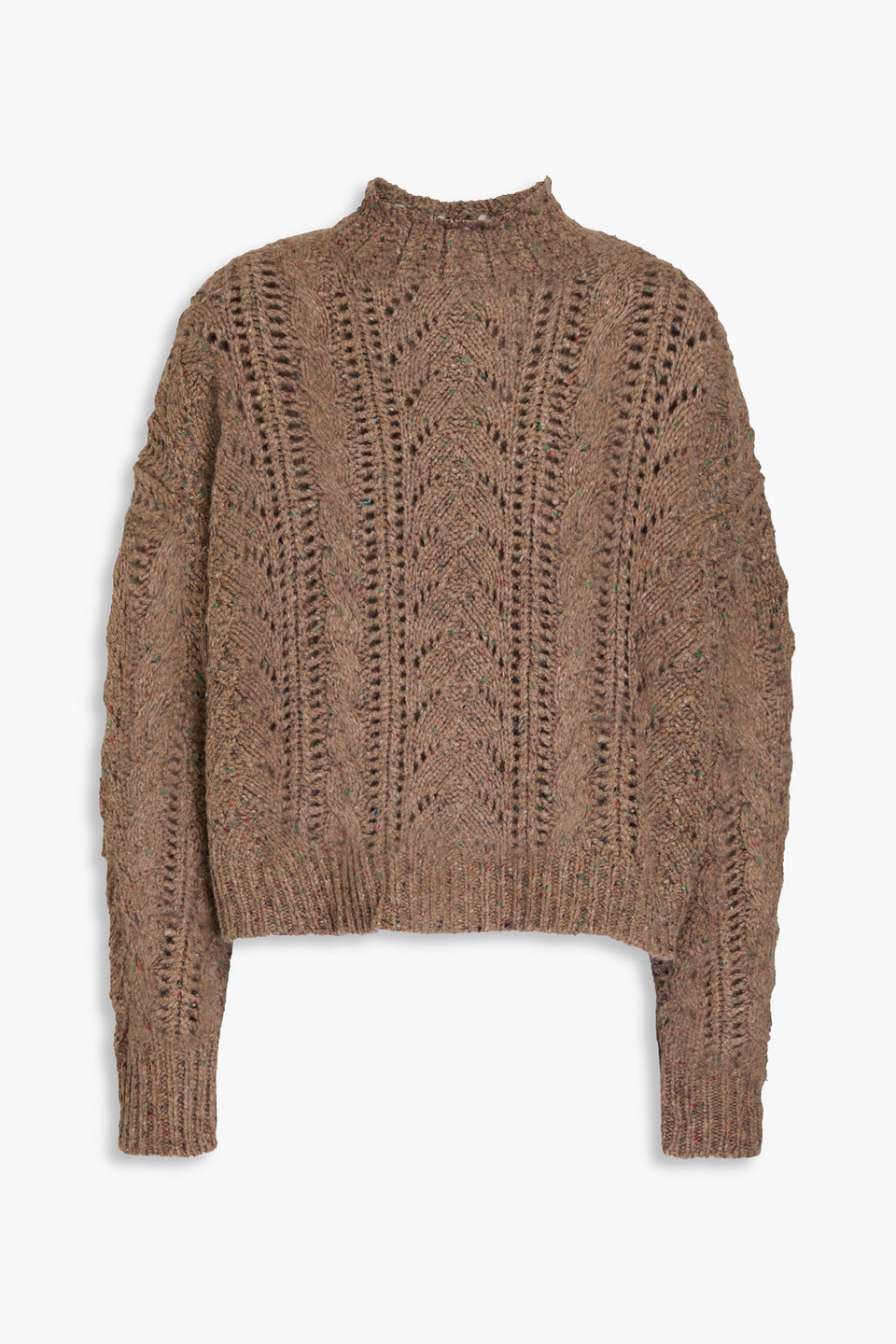 Pointelle-knit cashmere turtleneck sweater