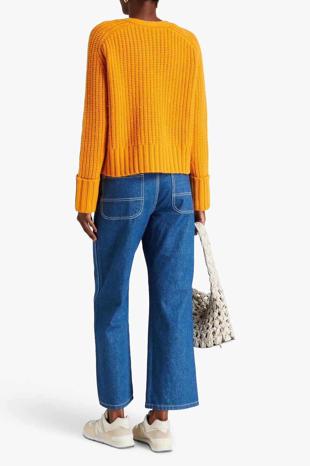 AUTUMN CASHMERE كنزة رياضية بحبكة مضلّعة وتصميم فضفاض