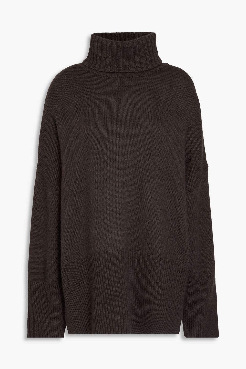 Autumn Cashmere Oversized Knitted Turtleneck Sweater In Dark Brown