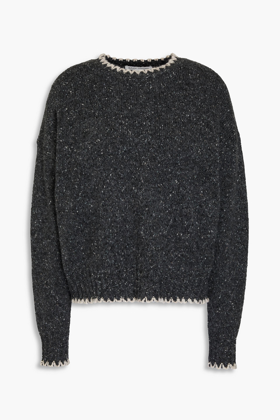 Autumn Cashmere Whipstitched Donegal Cashmere Sweater In Dark Gray