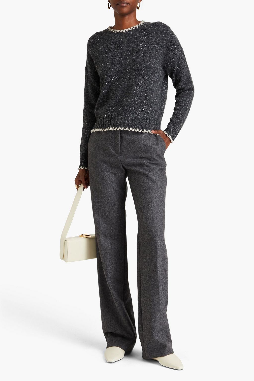 AUTUMN CASHMERE Whipstitched Donegal cashmere sweater